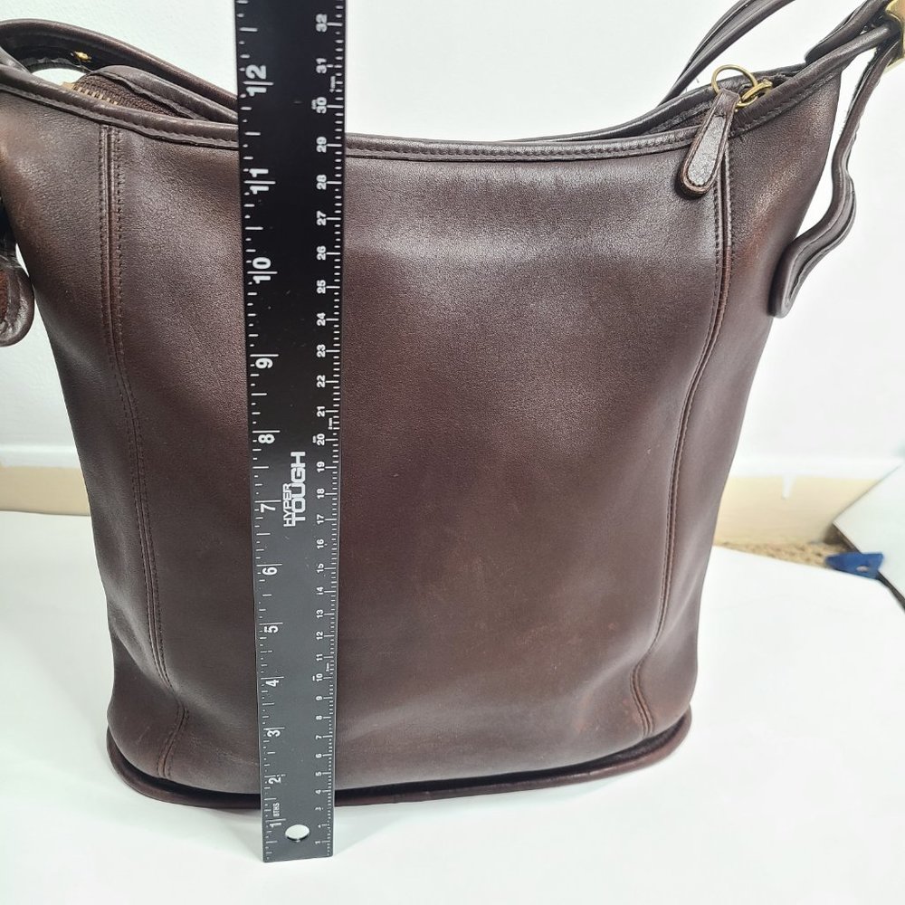 Coach Shoulder Duffle Gallery Tote Cognac Brown Leather - Picture 7 of 9